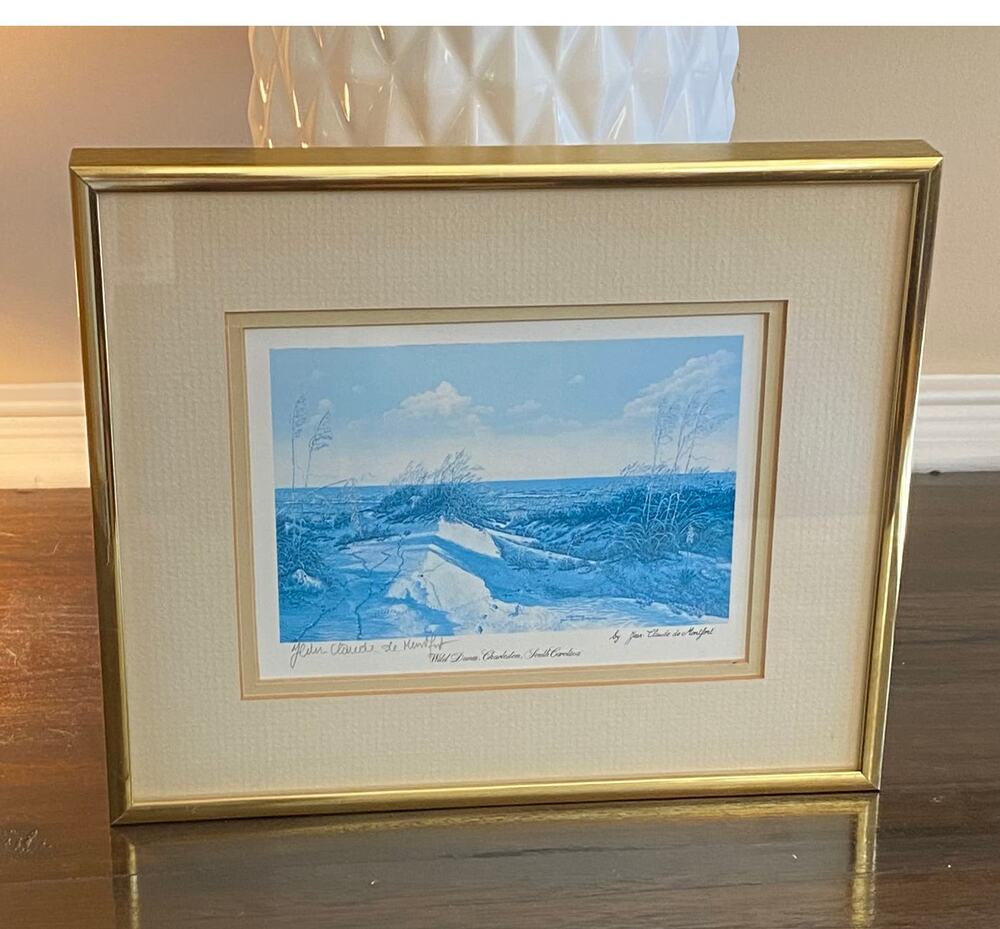 Jean Claude de Montfort Vintage Signed Framed Print Wild Dunes Charleston SC